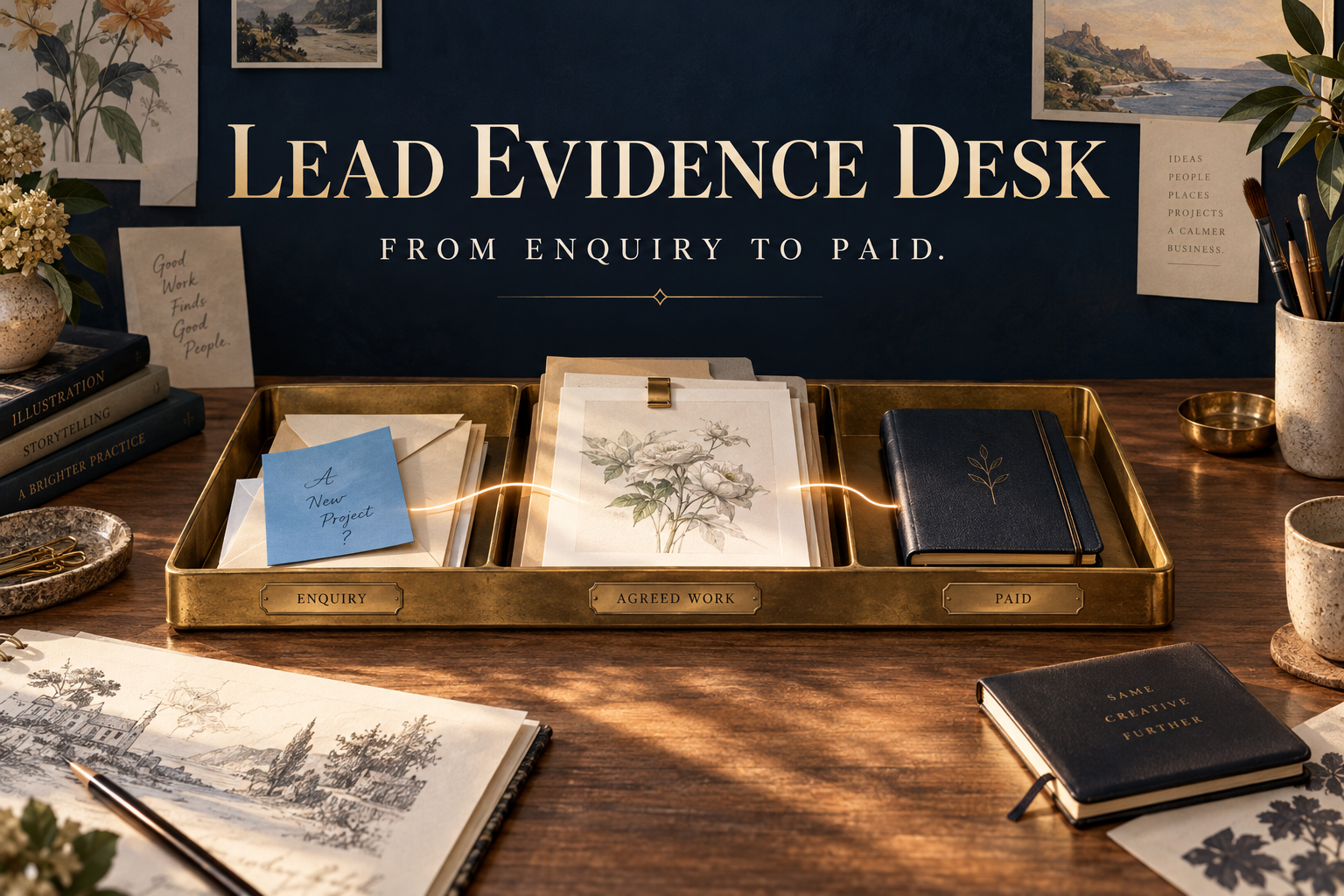 Lead Evidence Desk illustrative cover; no physical items shipped